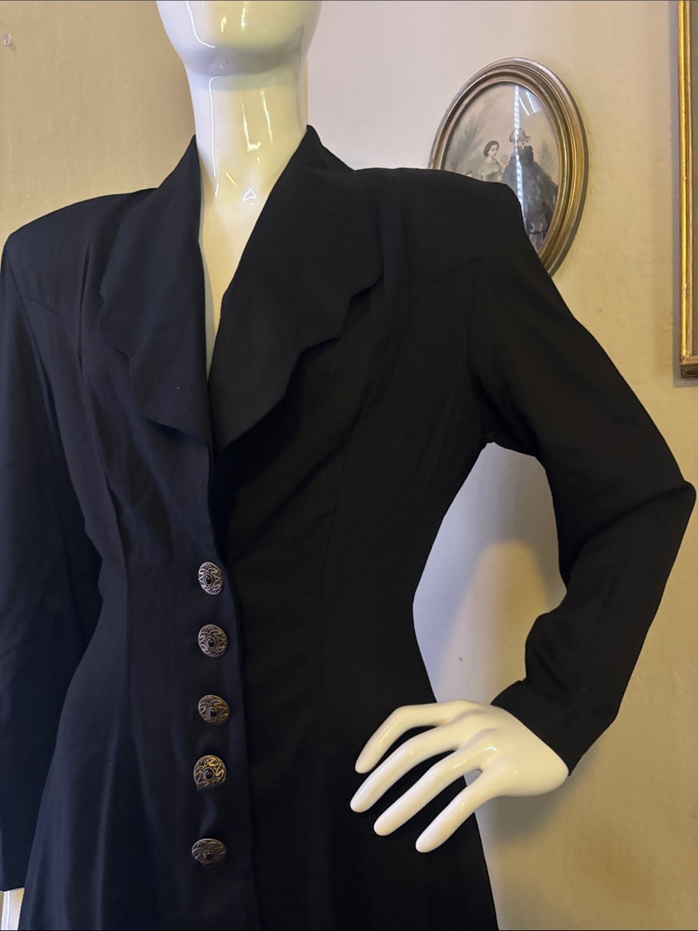 Addiction Women's Black Asymmetrical Blazer with Decorative Buttons - Picture 3 of 9